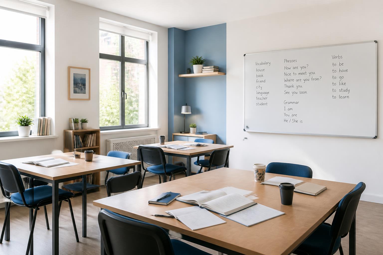新宿の語学スクール BRIDGE LANGUAGE SCHOOL の明るい教室